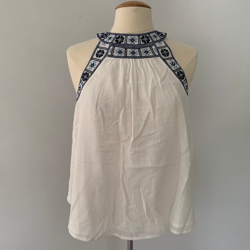 Joie White Top with Blue detailing